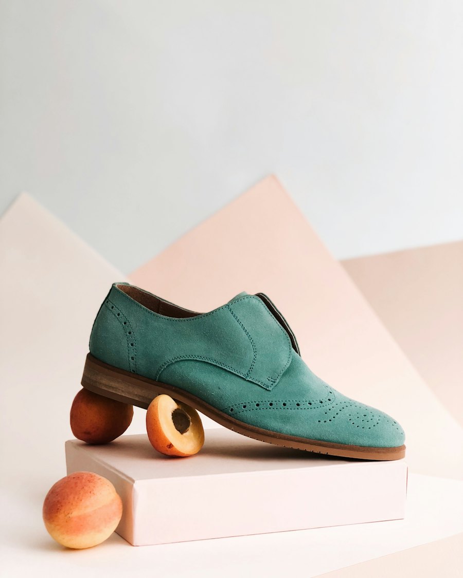 Leather shoes with visible stitching and leather soles